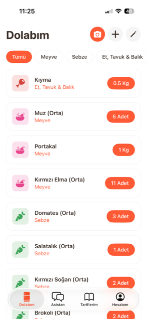 Kitcho Dolabım ekranı